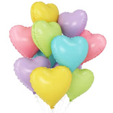 10pcs Pastel Rainbow Heart Foil Balloons, 18" for Valentines, Engagement & Party Decor