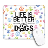 Life Is Better With Dogs Non-Slip Mouse Pad With Stitched Edge, Funny Dogs Mousepad Gifts For Wireless Computer Laptop, Birthday Gifts For Friends Coworker Colleague Dog Mom, Dog Lover Gifts