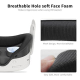 3Pcs Face Cover Pad For Oculus Quest 3S - Widen Facial Interface, Cool Ice Silk Face Pad, Pu Leather Face Cushion,Mesh Cloth Face Foam Pad Replacement,Vr Accessories Set For Meta Quest 3S
