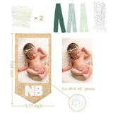 1St Birthday Burlap Photo Banner Garland Handmade Felt From Newborn To 12 Months With Gradient Sage Green Ribbon For Baby Boy Girl Monthly Milestones First Birthday Party Decoration Supplies