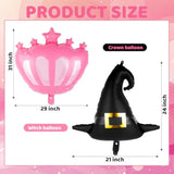14Pc Halloween Foil Balloons – Witch Hat & Princess Crown Party Decorations