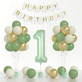 Sage Green First Birthday Decor Boys 40" Olive Number 1 Balloon Banner Balloon Set
