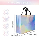 Glossy Iridescent Gift Bags 15 Pcs, 12.6X4.7X11 In Non-Woven Reusable Goodie Bags Bulk, With Black Handles & Sturdy Base, Christmas Gift Bags For Birthday, Wedding, Easter, Holiday Party