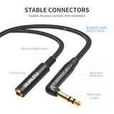 Huaelu 2Pack 1Ft Right Angle 6.35Mm Trs Stereo Male To Female Audio Cable,6.35Mm 1/4" Inch Stereo Plug Male To 1/4 Female Stereo Headphone Guitar Extension Cable Cord For Amplifiers,Headphone