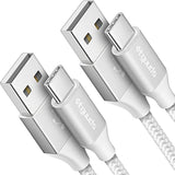 White Usb C Cable 4Ft Fast Charging, 2-Pack Type C Cable Braided Usb To Usb C
