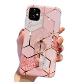 Compatible With Iphone 11 Case 6.1 Inch,Marble Cute Fashion Design For Men Women Girls With 360 Degree Rotating Ring Kickstand Soft Tpu Shockproof Cover Bling