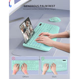 Wireless Keyboard And Mouse Combo - Full-Sized Ergonomic Keyboard With Wrist Rest, Phone Holder, Sleep Mode, Silent 2.4Ghz Cordless Keyboard Mouse Combo For Computer, Laptop, Pc, Mac, Windows (Green)