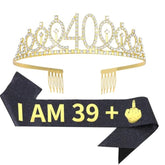 40Th Birthday Crown + Sash Set, Party Favor Gifts And Decorations For Her Friends