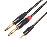 1/8 Inch Trs Stereo To Dual 1/4 Inch Ts Mono Y-Splitter Cable 3.5Mm Aux Mini Jack Stereo Breakout Cable Path Cords - 6 Feet