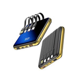 10000Mah Portable Charger With Built-In Cables,22.5W Fast Charging Power Bank,Smart Led Display,Compact External Battery For Iphone,Samsung,Tablet