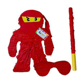 Apinata4U Red Ninja Pinata Kit (17.5X13.5X3.5 Inch) - Elevate Ninja Party Excitement With Complete Supplies, Themed Birthday Fun, Photo Prop, Decorations, Includes Stick And Mask!