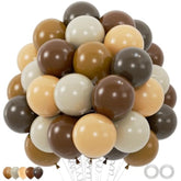 100pcs Neutral Brown Balloon Set – 12" Boho/Safari/Cowboy Party Decor with Ribbons