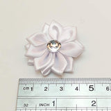 40Pcs Satin Ribbon Flower With Pearl Wedding Diy Appliques (White)