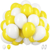 Yellow And White Balloons, 60Pcs 12 Inch Yellow White Balloons Latex Helium Party Balloon For Birthday Baby Shower Sunflower Honeybee Theme Engagement Anniversary Bachelorette Party Supply Decoration