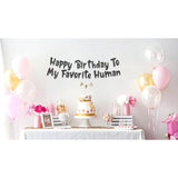 Pre-Strung Happy Birthday To My Favorite Human - Funny Birthday Black Glitter Banner - Funny Birthday Decorations For Men And Women - Party Supplies And Gifts