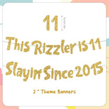 11Th Birthday Decorations Party Banner - 2 Pcs Gold Glitter Pre-Strung This Rizzler Is 11 Slayin Since 2015 Banner Decoration For Boys And Girls Happy 11 Years Old Birthday Party Decor Supplies