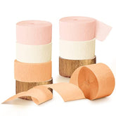 8-Pack Gold, Pink & Orange Crepe Paper Streamers Wedding and Party Backdrop Decorations