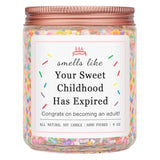 18Th Birthday Gifts For Girls, 18Th Birthday Decorations Candles Gifts For 18 Year Old Girls, Your Childhood Has Expired Handmade Candles (Vanilla Birthday Cake Scent With Sprinkles)