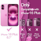 JETech Wavy Case for iPhone 16 Plus 6.7-Inch, Cute Wave Frame Curly Shape Shockproof Phone Cover for Women and Girls, Clear Hard PC Back (Pink)