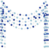 5 Pieces Round Dots Garland Hanging Party Decor Each Length 13.1Ft Glitter Paper Dot Streamers For Birthday Wedding Baby Shower Classroom Halloween Christmas (Silver,Blue)