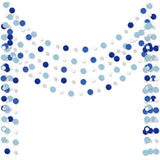 5 Pieces Round Dots Garland Hanging Party Decor Each Length 13.1Ft Glitter Paper Dot Streamers For Birthday Wedding Baby Shower Classroom Halloween Christmas (Silver,Blue)