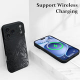 Case for iPhone 17 Pro Max Black Floral Flower Pattern Print Design Soft TPU Full Camera Lens Anti-Drop Anti-Scratch Shockproof Protective Slim Cover