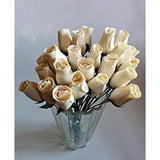 Aariel'S Attic 24 Beautiful Realistic Ivory White Wooden Roses