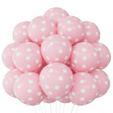 62pcs Pink Polka Dot Balloons for Birthday Party Decorations, 12" Latex Helium Balloons