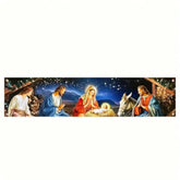 Christmas Holy Nativity Scene Banner 17X79 Inch - Religious Xmas Home Yard Decoration - Large Mary Joseph Baby Jesus Winter Holiday Photography Booth