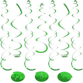 24 Pcs Green Hanging Swirl, Sparkle Ceiling Hanging Decorations, Plastic Streamer Party Decorations With Double-Swirls And Single-Swirls For Birthday Decorations, Graduation, Baby Shower
