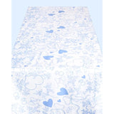 Something Blue Tablecloth, White + Blue | 9' X 4.5' | Bachelorette Tablescape, Wedding Party Setting, Bridal Shower Decoration, Engagement Table Cover