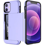 Wallet Case For Iphone 12/12 Pro 6.1-Inch With Card Holder, Dual Layer Shockproof Protective Phone Cover, Sliding Hidden Slot (Purple)