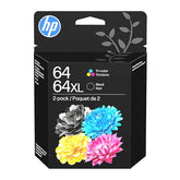 64Xl/64 Black High Yield And Tri-Color Standard Yield Ink Cartridges, 2/Pack