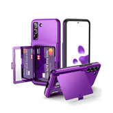 Samsung Galaxy S22 Plus Case - Wallet Case With Credit Card Holder & Hidden Mirror, All-Round Protection Shockproof Phone Cover Designed For Samsung Galaxy S22 +, 6.6 Inch Purple