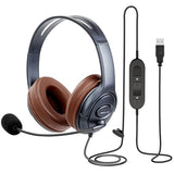 Noise Canceling USB Headphones with Microphone & in-Line Controls for Dragon Dictation, Over Ear PC Headphones for Office Work from Home Skype Teams