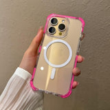 For Iphone 16 Pro Max Phone Case 6.9 Inch, Drop Protection Puffer Design, Compatible With Magsafe, Shockproof Soft Tpu & Hard Pc Pink