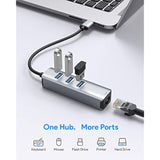 Usb 3.0 To Ethernet Adapter, 3-Port Usb 3.0 Hub With Rj45 10/100/1000 Gigabit