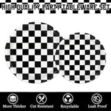 168 Pcs Race Car Birthday Party Decorations With Checkered Flag Plates, Cups, Napkins, Cutlery For Cars Birthday Decorations, Serves 24
