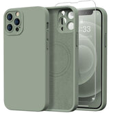iPhone 12 Pro Max 6.7 Case with Screen & Camera Protection Silicone Porcelain Blue