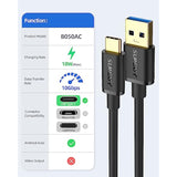 Android Auto Usb C Cable 1Ft, 10Gbps Short Usb A To Usb C 3.1 Gen 2 Data Trans