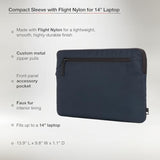 Incase Compact Laptop Sleeve with Flight Nylon - 14-inch MacBook/Laptop & iPad/Tablet Sleeve - Faux Fur Lining, Lightweight, Durable, Weather Resistant, Slip Pocket for Accessories - Navy