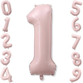 Pink 1 Balloons, 40 Inch Dusty Retro Light Pink Helium Foil Number 1 Balloon Girls, Self Inflating 1St Birthday Balloon One For Boho Anniversary Baby Shower Coquette First Birthday Party Decorations