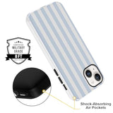 For Iphone 15 Phone Case, Cute White And Light Blue Striped Geometric Lines Pattern Case For Iphone 15, Durable Protective Phone Cover For Women Girl Boy Men