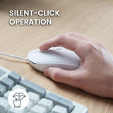 Perimice-222Cw Usb Type C Wired Optical Mouse, Adjustable Dpi 1200/1600/2000, Silent Click, 5.9 Ft Cable, Compatible With Tablets Laptops Pcs, White