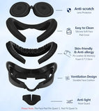 Facial Interface & Face Pad Cushion Compatible With Meta/Oculus Quest 3 Accessories, Replacement Pu Leather Foam Cushion, Anti-Sweat, Anti-Leakage Silicone Face Cover, Not Fit Quest 3S