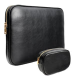 Pu Leather Padded Laptop Sleeve Bag 13Inch Compatible With 2024 Macbook Air 13.6 A3113 M3 A2681,New Macbook Pro 13 M2 A2686 With Charger Pouch Color Black