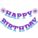 Ghost Spider Theme Birthday Banner Decorations Pre-Strung Purple Spider Web Happy Birthday Banner Flags Sign Purple Blue Pink Cartoon Backdrop Party Supplies Favors