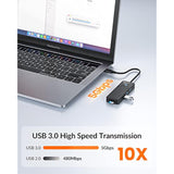 Usb C To Usb Hub 3.0 With Sd Card Reader, 4 Ports Out Multi Expander For Pc Laptop, Mac, Xbox, Keyboard, Mouse, Etc (Balck, 15Cm)