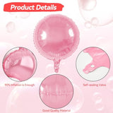 20Pcs 18 Inch Round Foil Balloon, Pink White Round Shaped Balloons, Round Aluminum Foil Helium Balloons For Birthday Party Wedding Bachelorette Anniversary Baby Shower Celebration Decoration