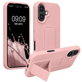 Soft TPU Case for Apple iPhone 16 with Silicone Coating and Hand Strap - Dusty Pink